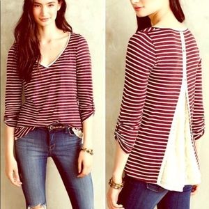 Meadow Rue Maroon Striped Top